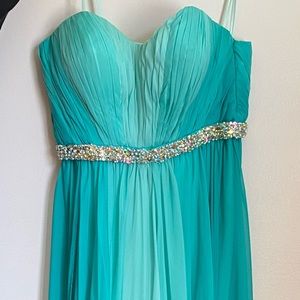 La Femme Teal Prom Dress